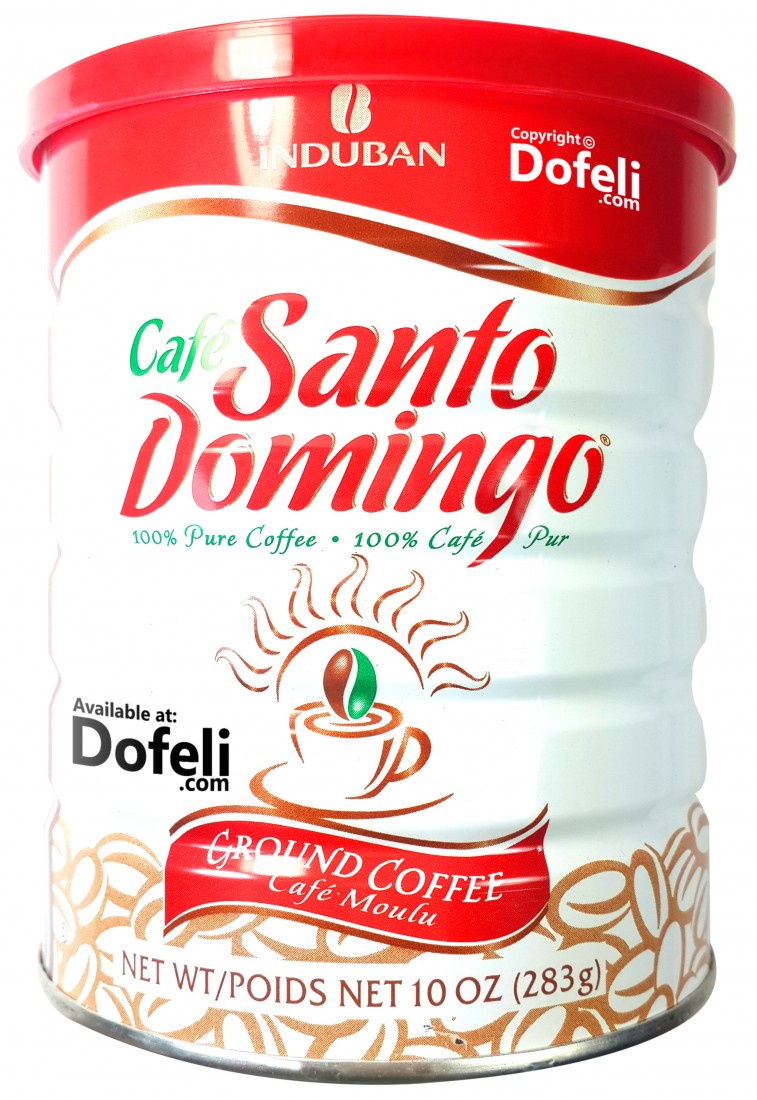 Santo Domingo Dominican Republic coffee, dark roasted and vacuum-packed. Full-bodied and aromatic.